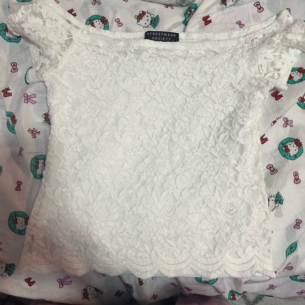 Streetwear Society White off the shoulder Lace Top